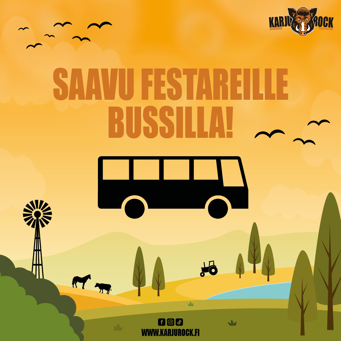 Saavu Karjurock-festareille bussilla!