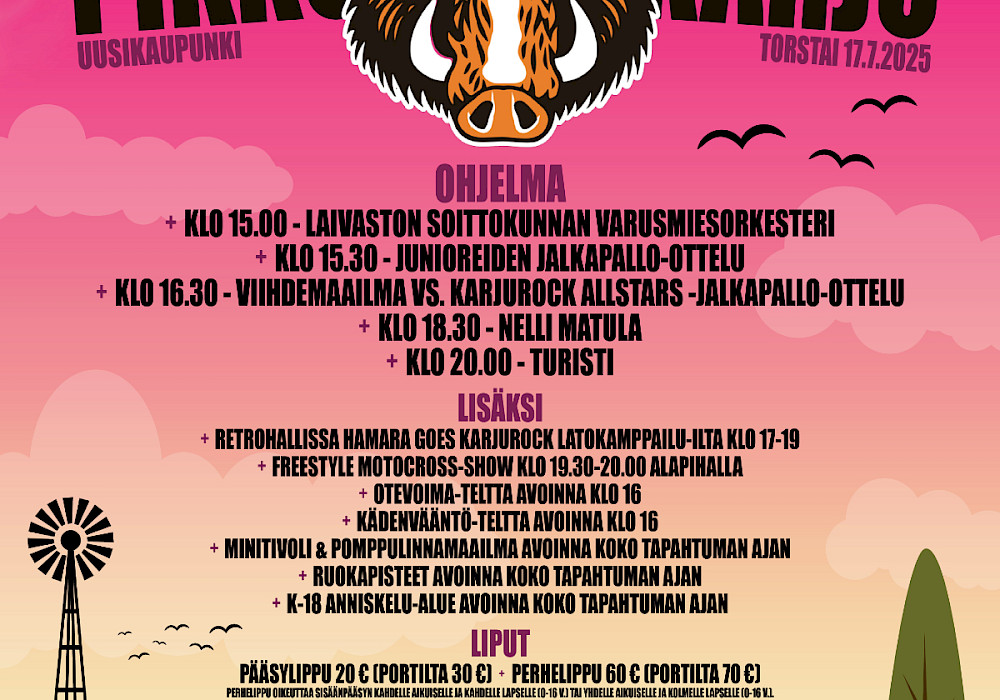 Pikkukarju-perhepäivän aikataulu on julkaistu!
